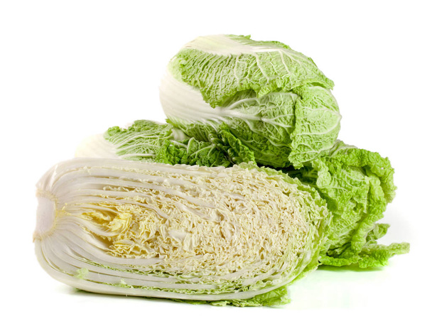 three chinese cabbage and half isolated on white background - Фото, изображение