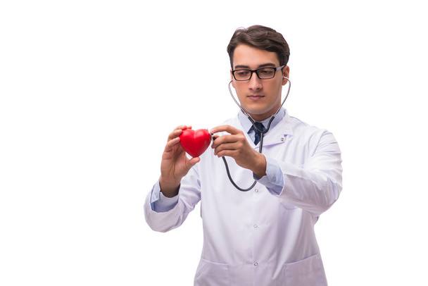Doctor with heart isolated on white background - Photo, Image