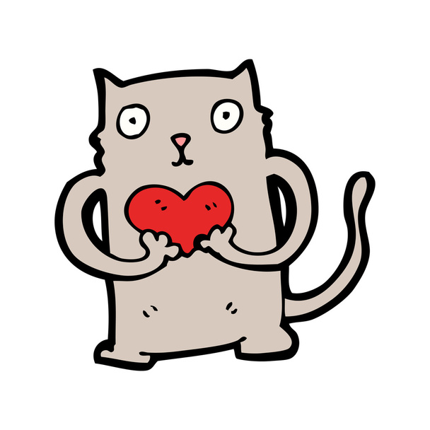 Katze mit Herz Karikatur - Vektor, Bild