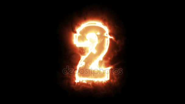 Fire counting number 0 to 9 on dark background - Footage, Video