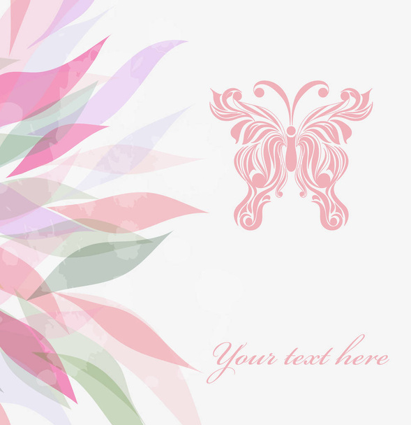 Floral greeting card with butterfly.  - Vettoriali, immagini