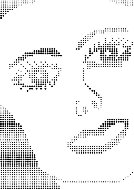 black and white vector color halftone woman face - Vector, Image