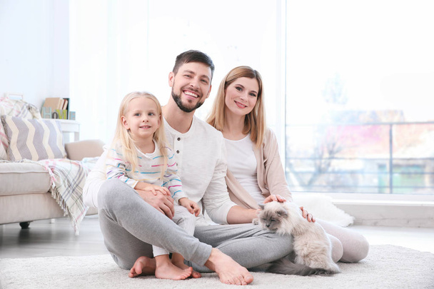 happy family with cat - Photo, image
