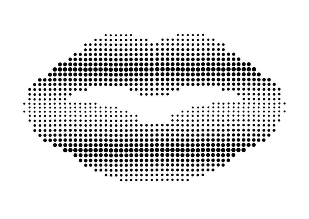 retro vector kissing lips - Vector, Image
