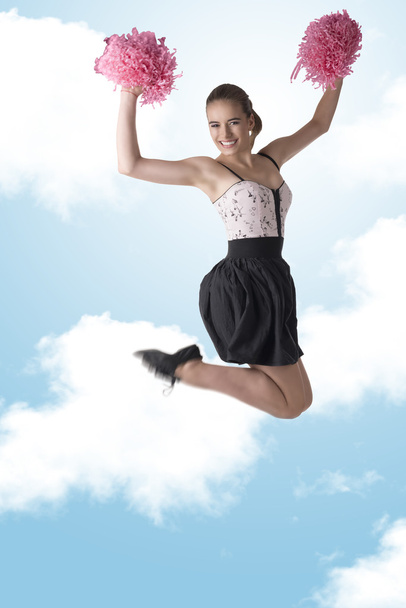 sexy cheerleader jumps - Photo, image