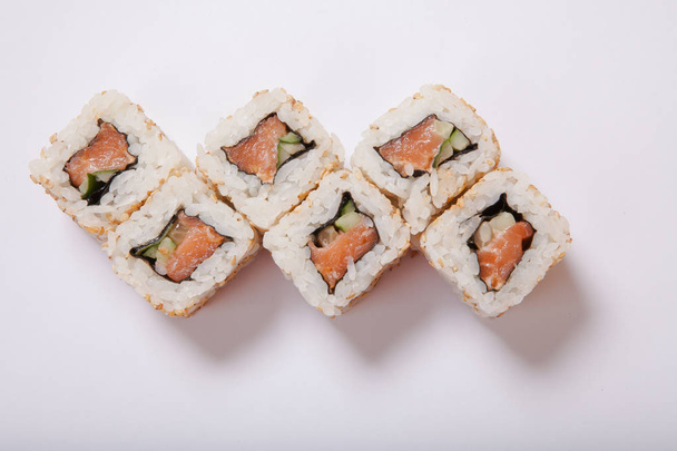 Japanese seafood sushi , roll on a white background - Φωτογραφία, εικόνα