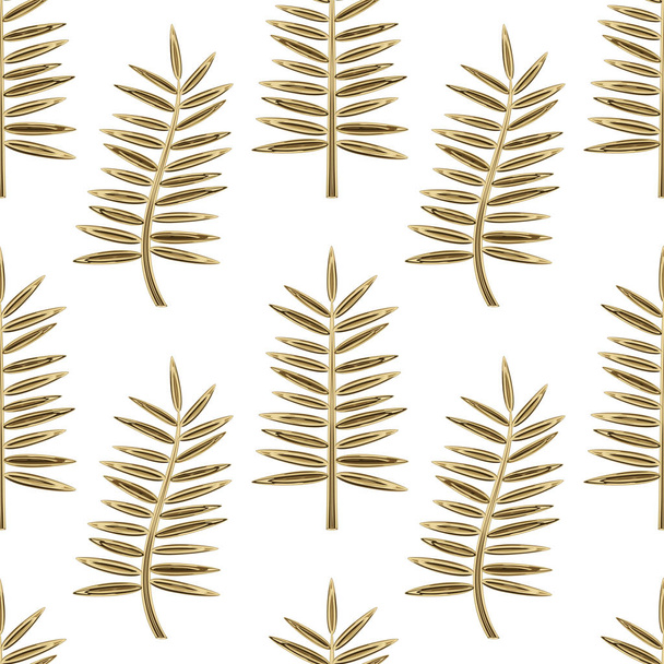 Golden Palm Leaves Seamless Pattern - Vetor, Imagem