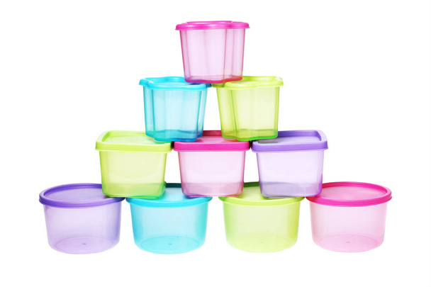recipientes de plástico coloridos
  - Foto, Imagem