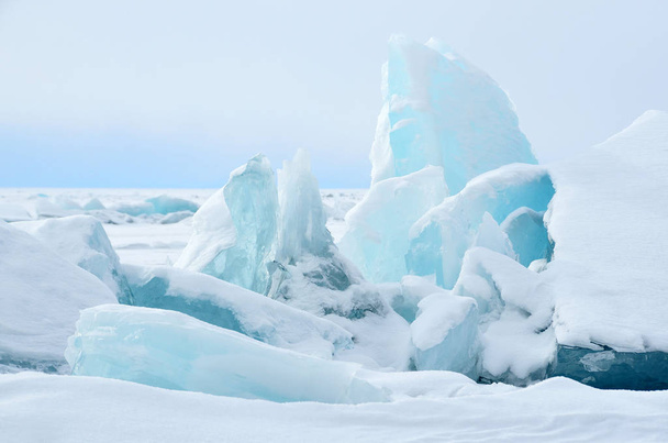 Russia, Baikal lake, ice hummocks - Photo, image