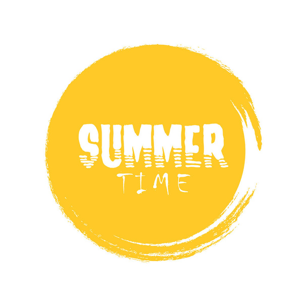 Summer time letter in round grunge orange circle vector illustration - ベクター画像