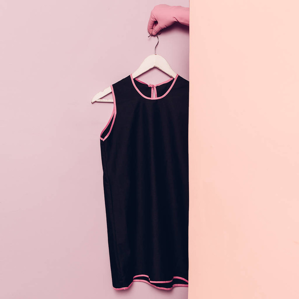 Black summer dress. Stylish clothes. wardrobe ideas trend - Fotó, kép