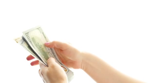hands counting money closeup - Video, Çekim