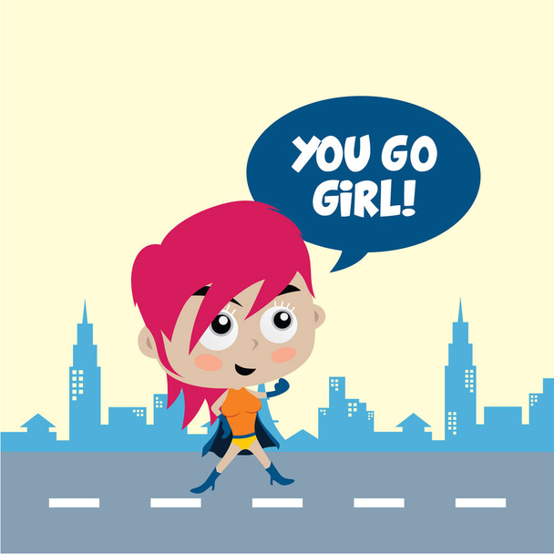 Девушка-супергерой мультфильма
 - Вектор,изображение