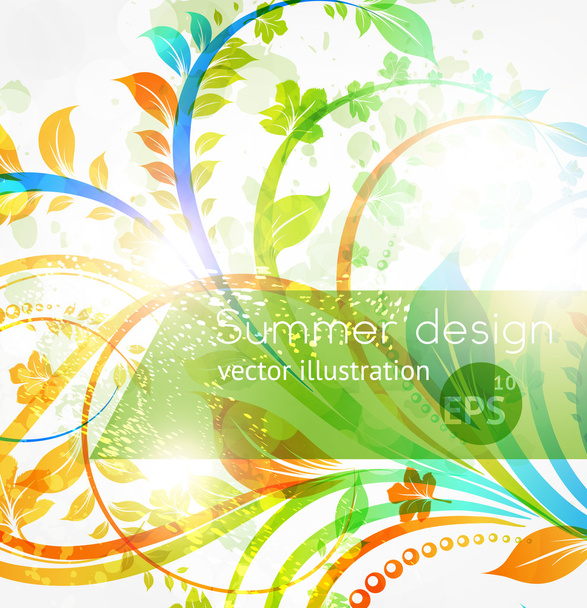 florale sommerliche Gestaltungselemente mit Sonnenschein. Blume abstrakt hellen Hintergrund für Retro-Design - Vektor, Bild