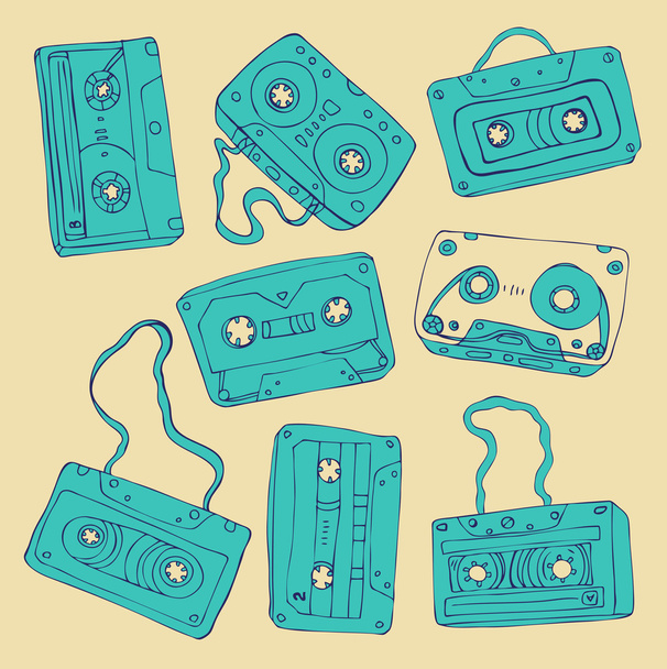 Set of retro cassette tapes - Vector, Image