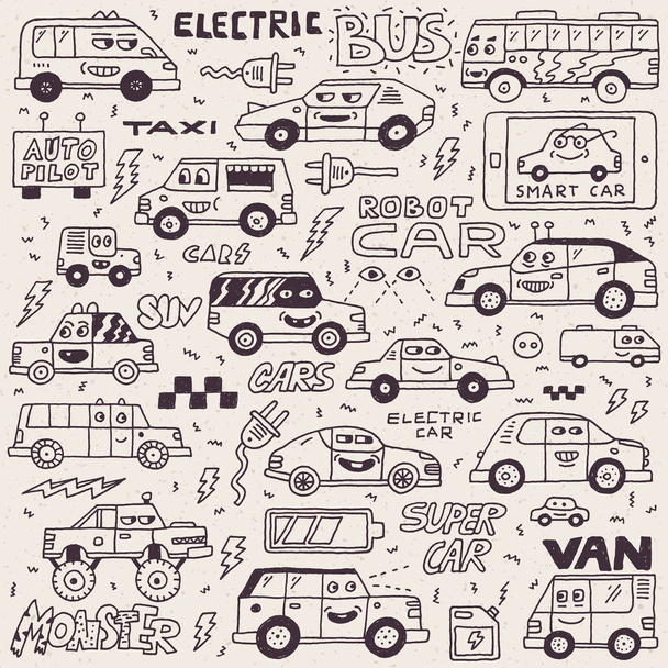Ensemble de voitures électriques
  - Vecteur, image