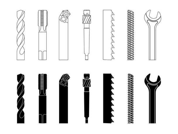 broca parafuso-cortador fresadora serra armadura chave vetor ilustração conjunto
 - Vetor, Imagem