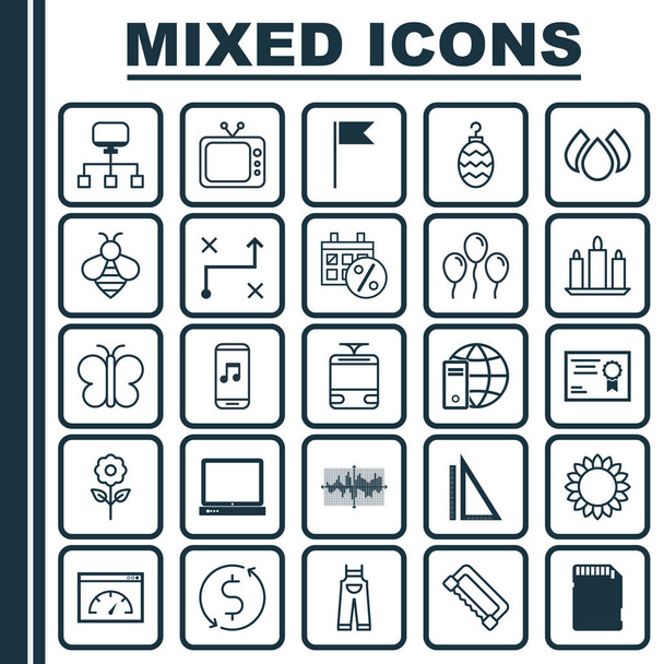 Set de 25 iconos editables universales. Puede ser utilizado para el diseño web, móvil y de aplicaciones. Incluye elementos tales como punto de bandera, planta decorativa, viernes negro y más
. - Vector, Imagen
