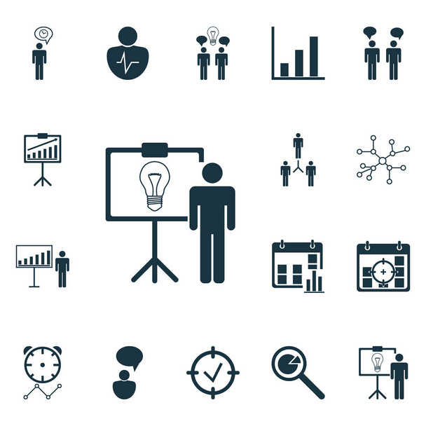 Set Of 16 Authority Icons. Includes Approved Target, Opinion Analysis, Personal Character And Other Symbols. Beautiful Design Elements. - Vector, Image