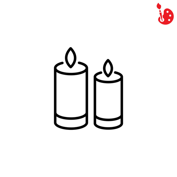 Twee brandende kaarsen pictogram - Vector, afbeelding