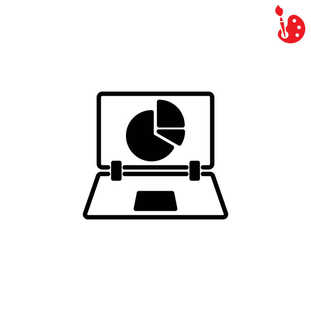Laptop és kördiagram ikon - Vektor, kép