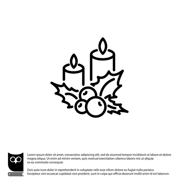 Bougie de Noël et icône de la baie de houx
 - Vecteur, image