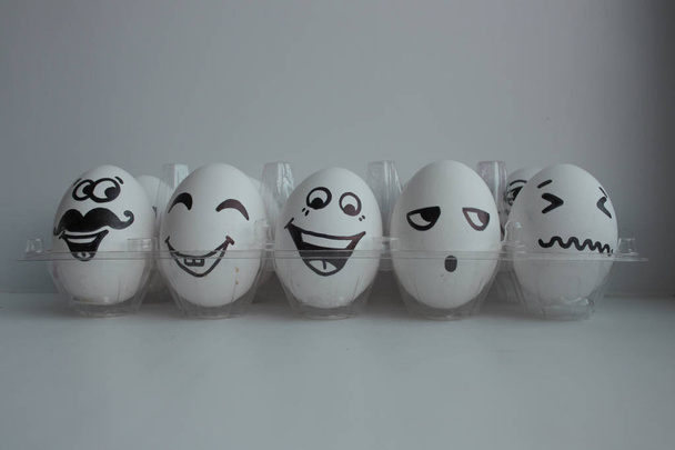 Easter eggs in white group - Photo, Image