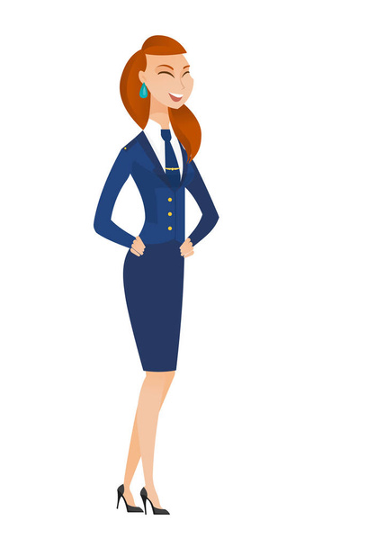 Young caucasian stewardess laughing. - Vector, Imagen