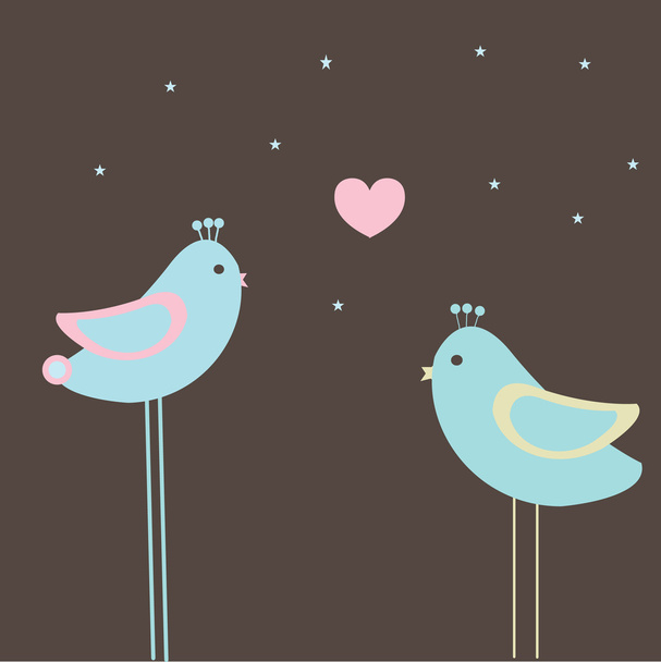 Birds and heart. - Vecteur, image