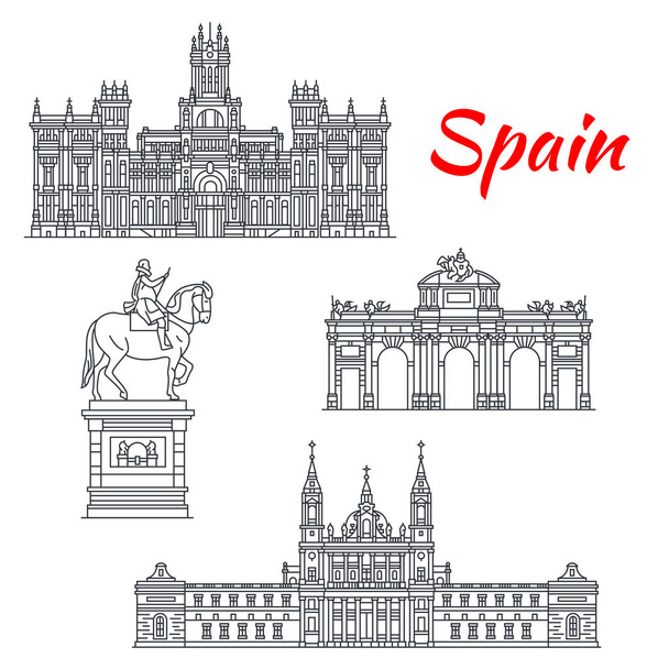 Αρχιτεκτονική της Ισπανίας κτίρια ανυσματικά εικονίδια - Διάνυσμα, εικόνα
