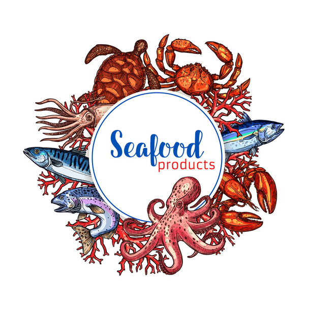 Дизайн векторного эскиза ресторана морепродуктов
 - Вектор,изображение