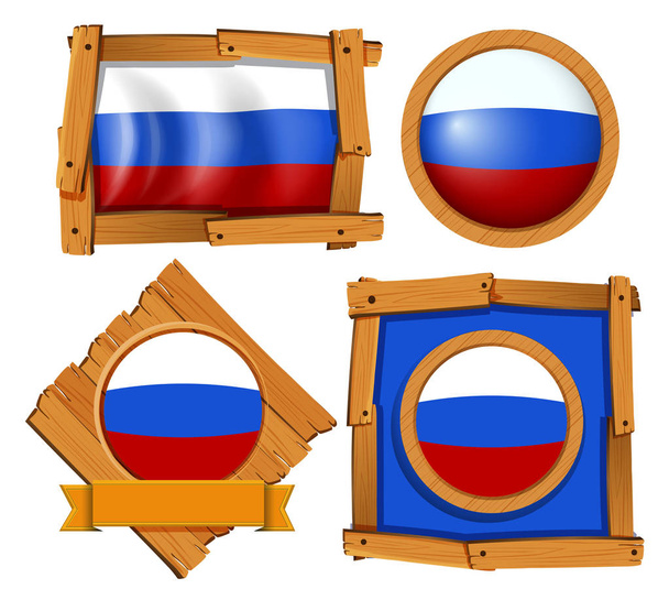 Bandera de Rusia en diferentes marcos
 - Vector, Imagen