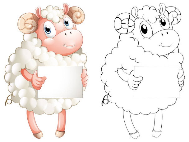 Animal outline for sheep holding paper - Vector, Image