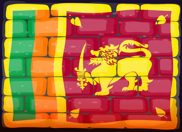 Bandeira do Sri Lanka na parede de tijolos
 - Vetor, Imagem
