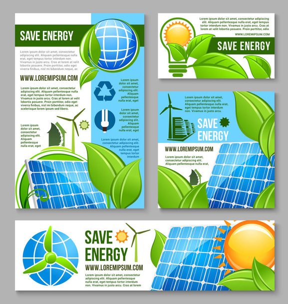 Säästä energia liiketoiminnan banneri malli suunnittelu
 - Vektori, kuva