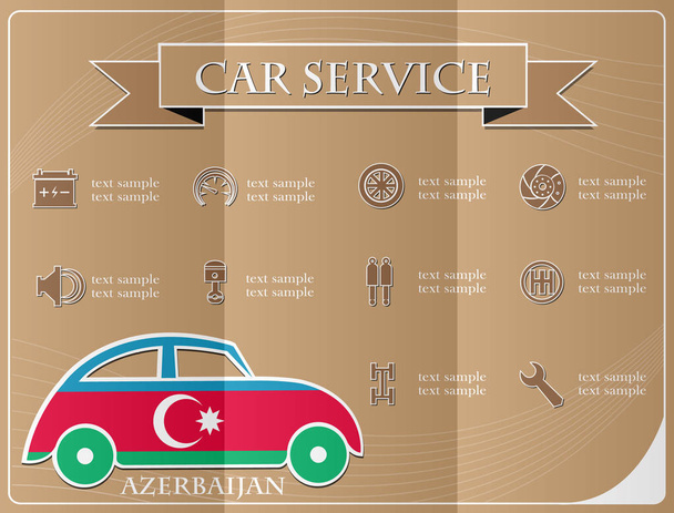 Autoservice, gemaakt van de vlag van Azerbeidzjan, vector illustratio - Vector, afbeelding