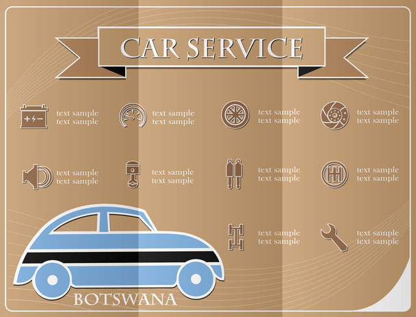 Autoservice, gemaakt van de vlag van Botswana, vectorillustratie - Vector, afbeelding