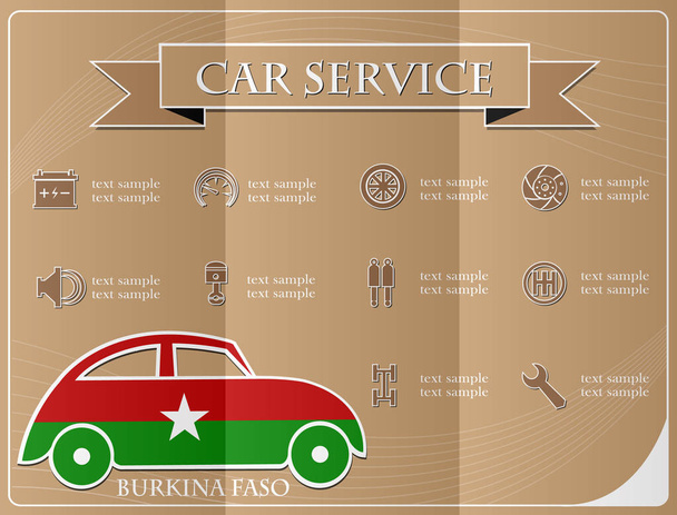 Service de voiture, fabriqué à partir du drapeau du Burkina Faso, illustration vectorielle
 - Vecteur, image