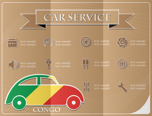 Serviço de carro, feito a partir da bandeira do Congo, ilustração vetorial
 - Vetor, Imagem