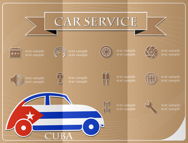 Servizio auto, realizzato con la bandiera di Cuba, illustrazione vettoriale
 - Vettoriali, immagini