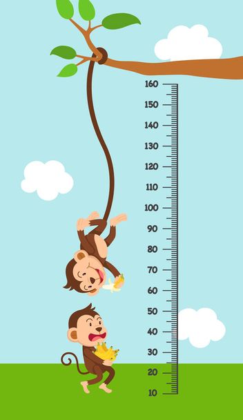 Meter wall with monkey. illustration. - Vector, Image