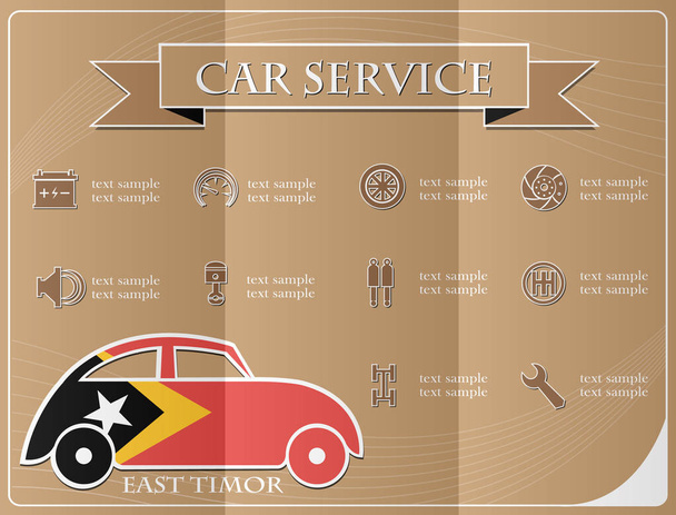 Car service,made from the flag of East Timor, vector illustratio - Vector, Image