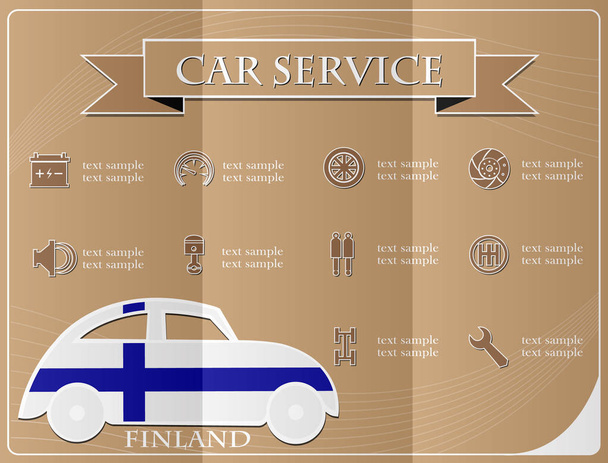 Car service,made from the flag of Finland, vector illustration - Vector, Image