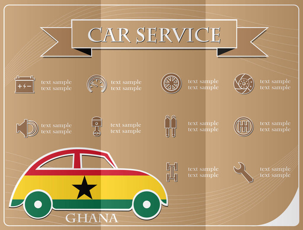 Servizio auto, realizzato con la bandiera del Ghana, illustrazione vettoriale
 - Vettoriali, immagini