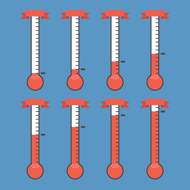 Vector goal thermometers at different levels. - Vettoriali, immagini