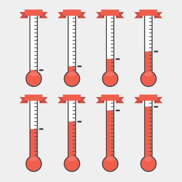 Vector goal thermometers at different levels. - Διάνυσμα, εικόνα