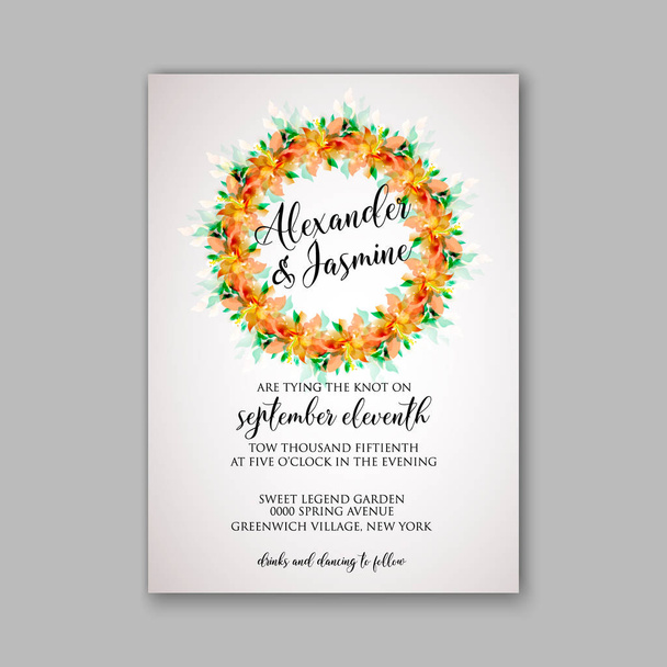 Romantic pink peony bouquet bride wedding invitation template design - Vector, Image