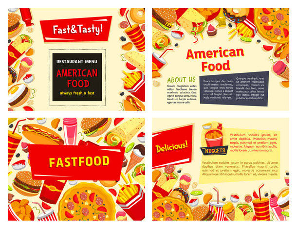 Fast food restaurace vektorové menu šablony design - Vektor, obrázek