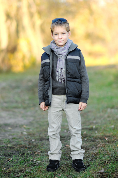 Portrait of little boy outdoors in autumn - Foto, afbeelding