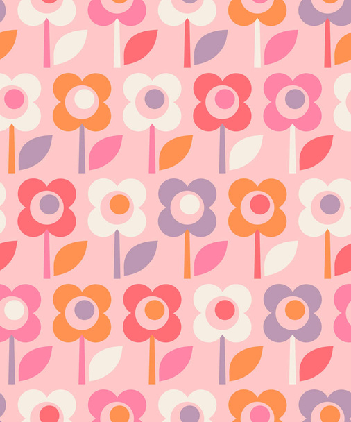 seamless retro pattern with flowers - Вектор,изображение